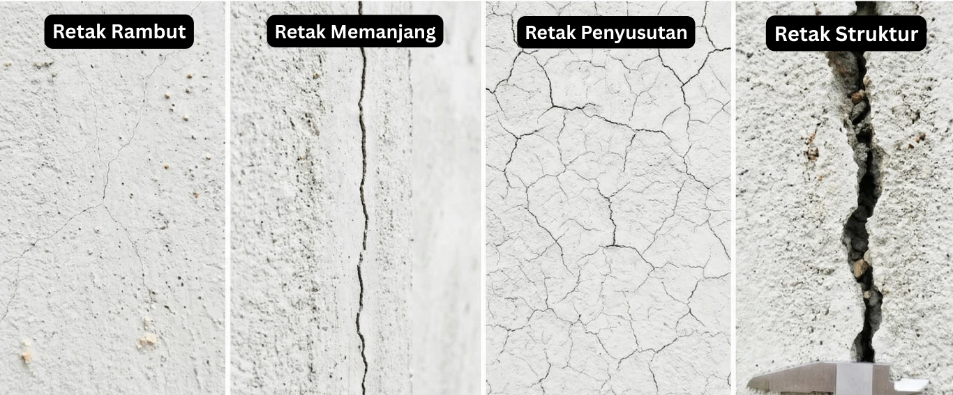 jenis retakan pada dinding