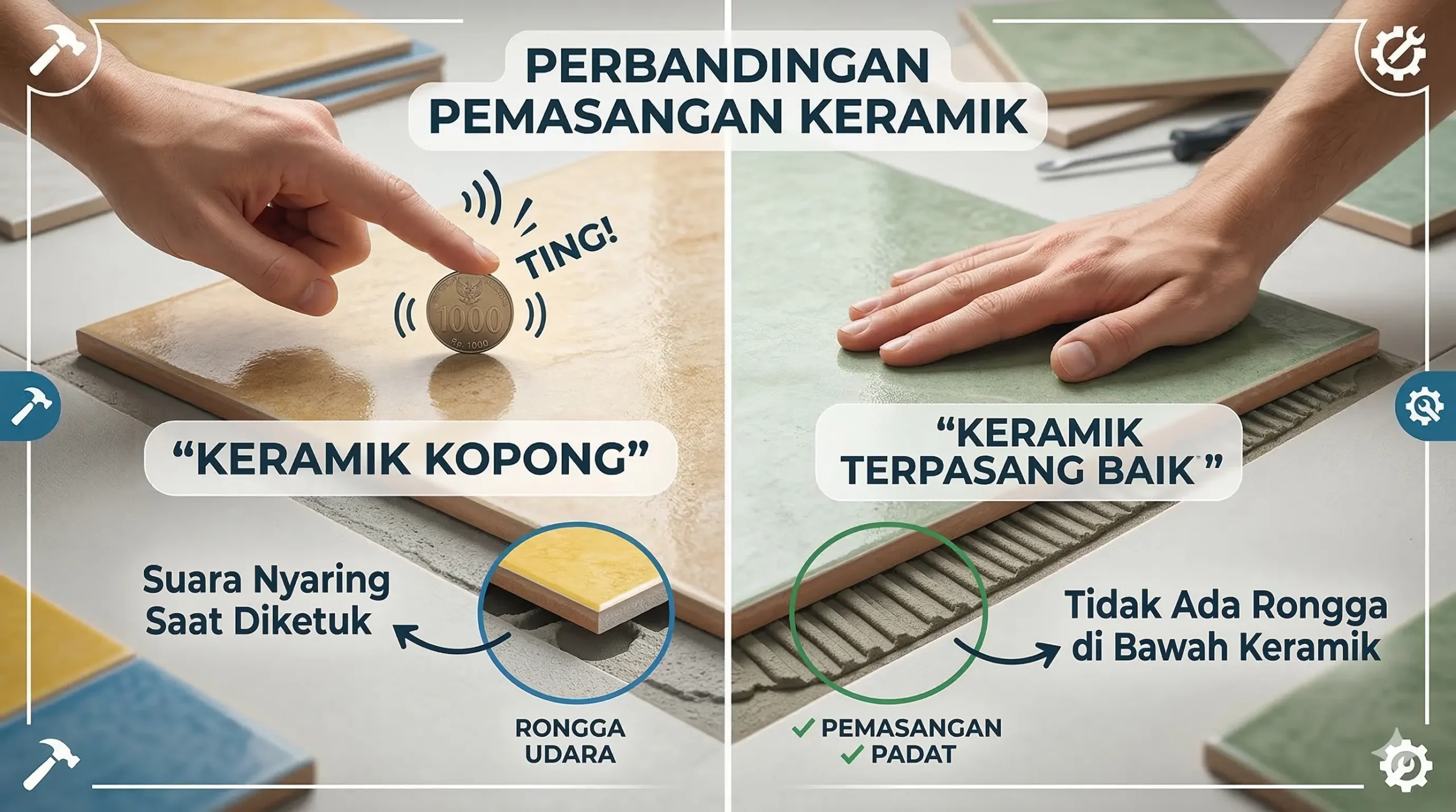 penyebab keramik kopong